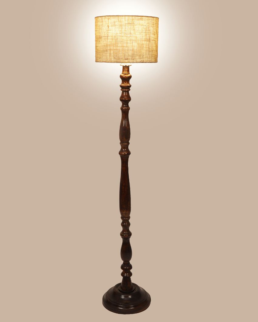 Lofty Design Mango Wood Floor Lamp with Jute Shade | Bulb Not Included | 12 x 56 inches