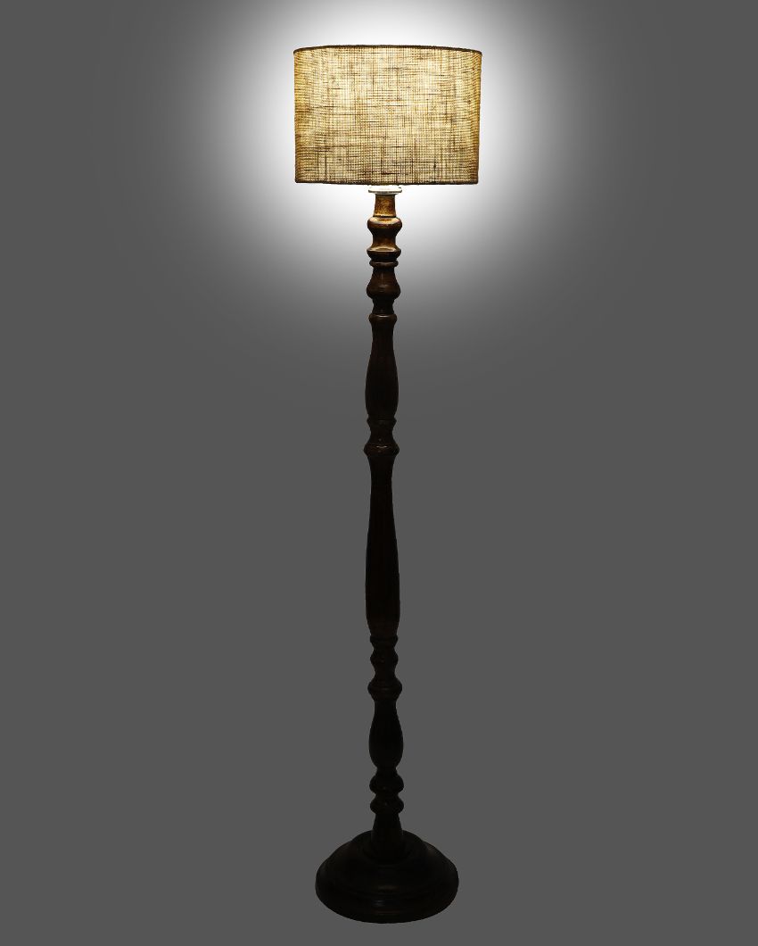 Lofty Design Mango Wood Floor Lamp with Jute Shade | Bulb Not Included | 12 x 56 inches