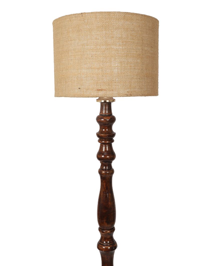 Lofty Design Mango Wood Floor Lamp with Jute Shade | Bulb Not Included | 12 x 56 inches