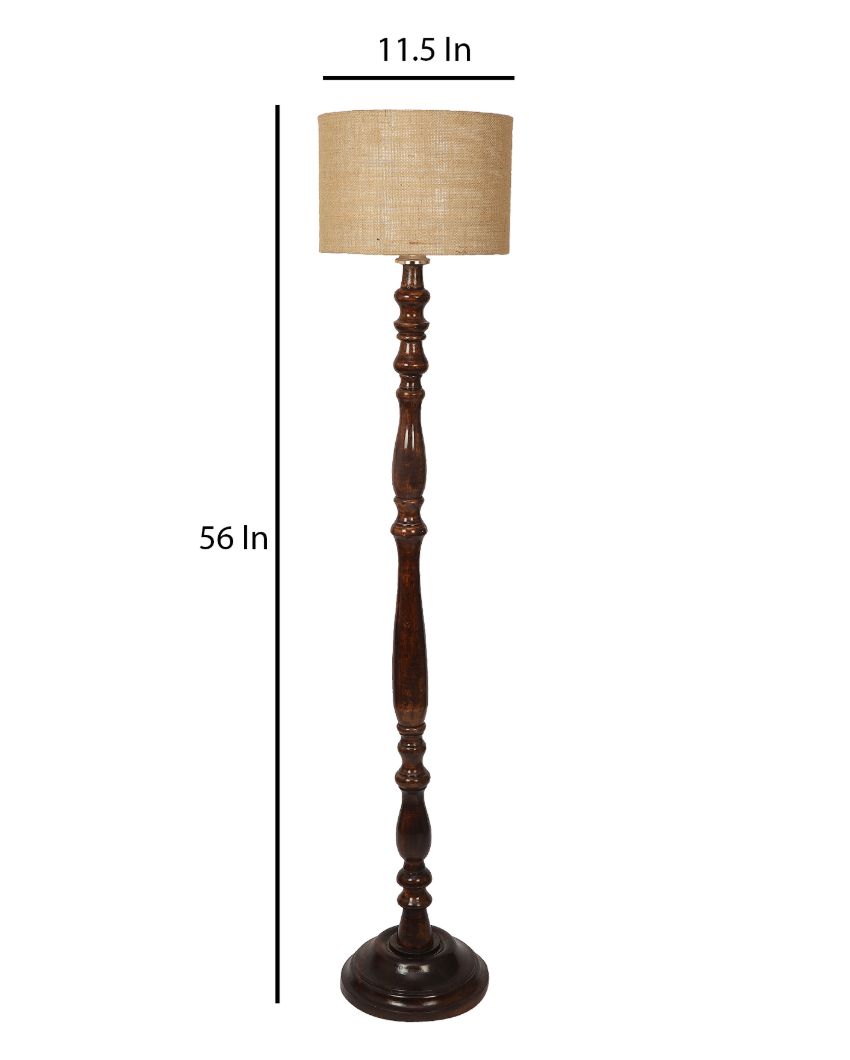 Lofty Design Mango Wood Floor Lamp with Jute Shade | Bulb Not Included | 12 x 56 inches