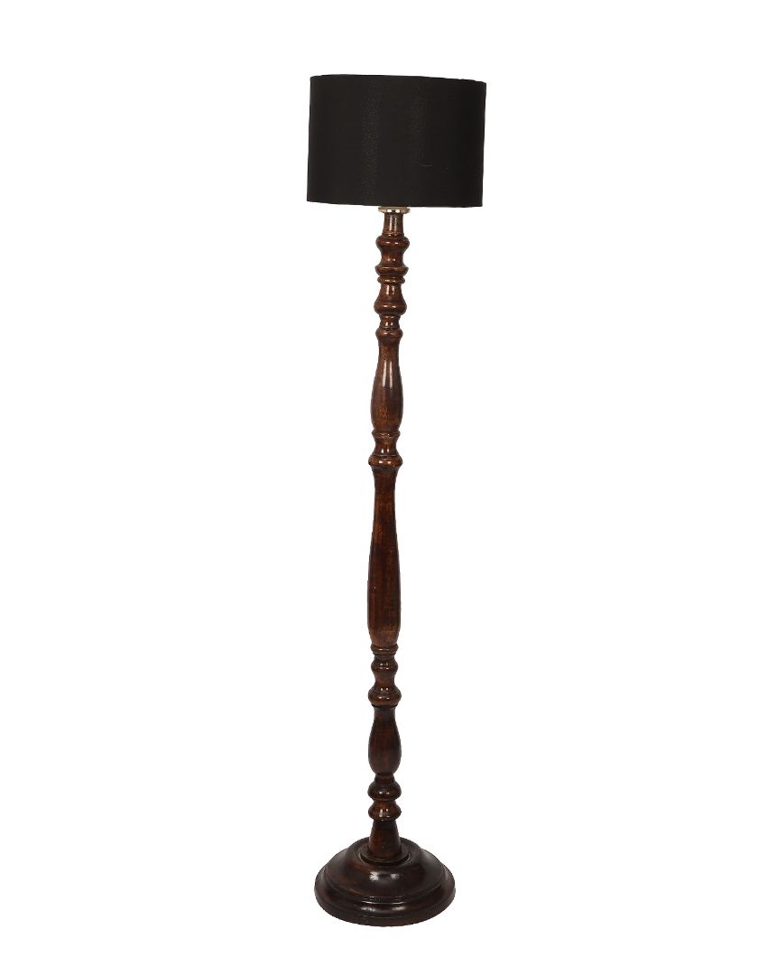 Artesian Mango Wood Floor Lamp with Cotton Shade | Bulb Not Included | 12 x 56 inches