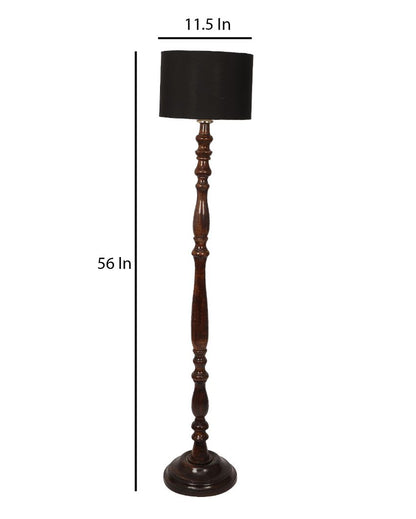 Artesian Mango Wood Floor Lamp with Cotton Shade | Bulb Not Included | 12 x 56 inches