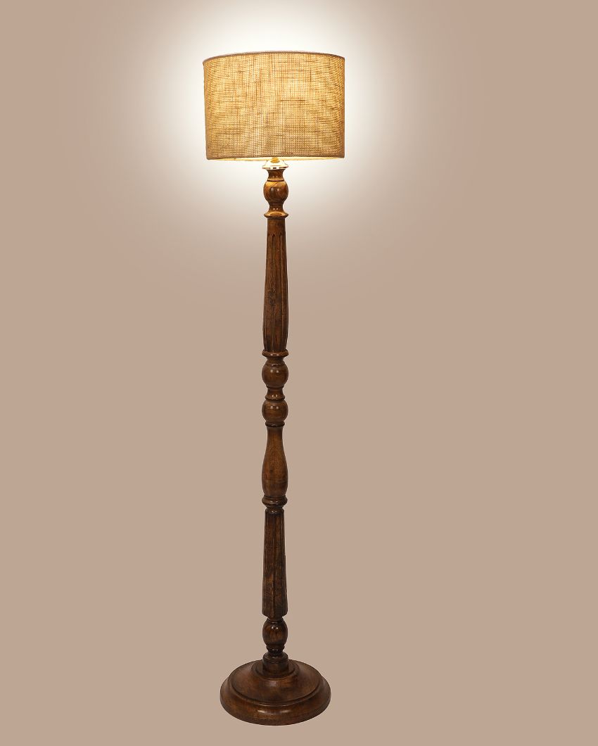 Rustic Charm Design Mango Wood Floor Lamp with Jute Shade | Bulb Not Included | 12 x 56 inches