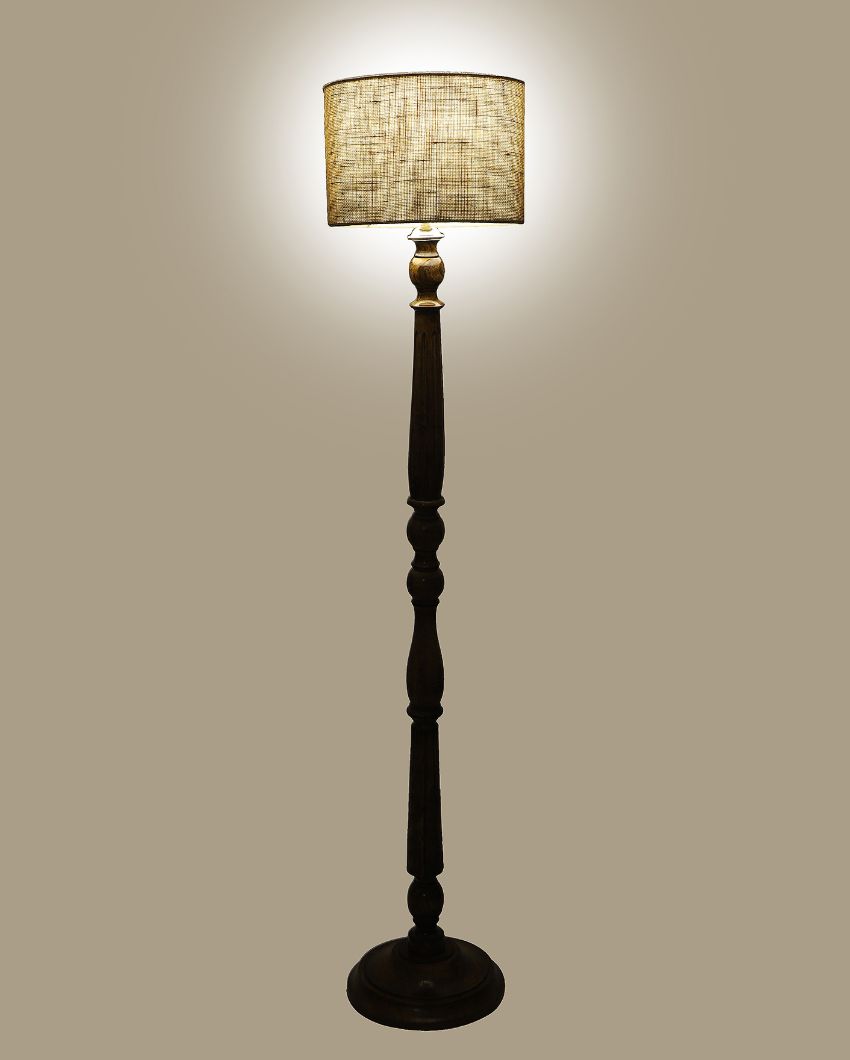 Rustic Charm Design Mango Wood Floor Lamp with Jute Shade | Bulb Not Included | 12 x 56 inches