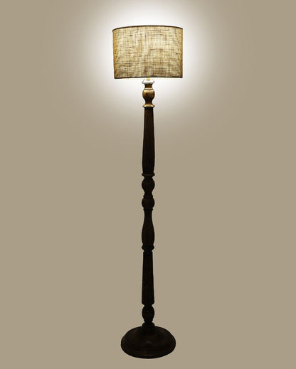 Rustic Charm Design Mango Wood Floor Lamp with Jute Shade | Bulb Not Included | 12 x 56 inches