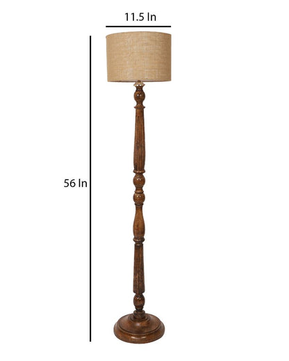 Rustic Charm Design Mango Wood Floor Lamp with Jute Shade | Bulb Not Included | 12 x 56 inches