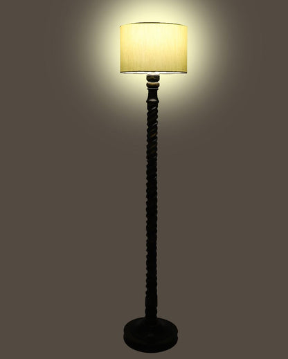 Dazzling Mango Wood Floor Lamp with Cotton Shade | Bulb Not Included | 12 x 56 inches