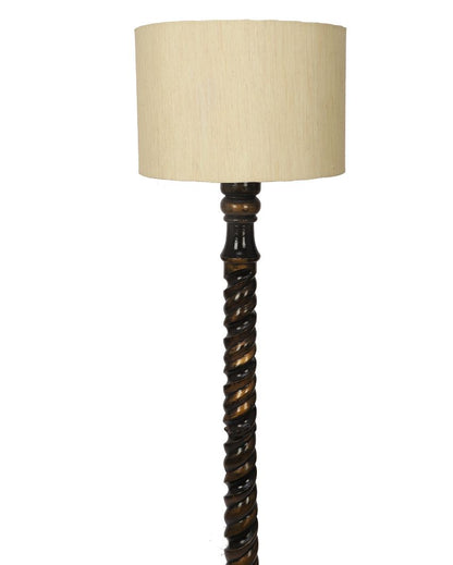 Dazzling Mango Wood Floor Lamp with Cotton Shade | Bulb Not Included | 12 x 56 inches