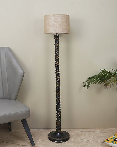 Dazzling Mango Wood Floor Lamp with Jute Shade | Bulb Not Included | 12 x 56 inches