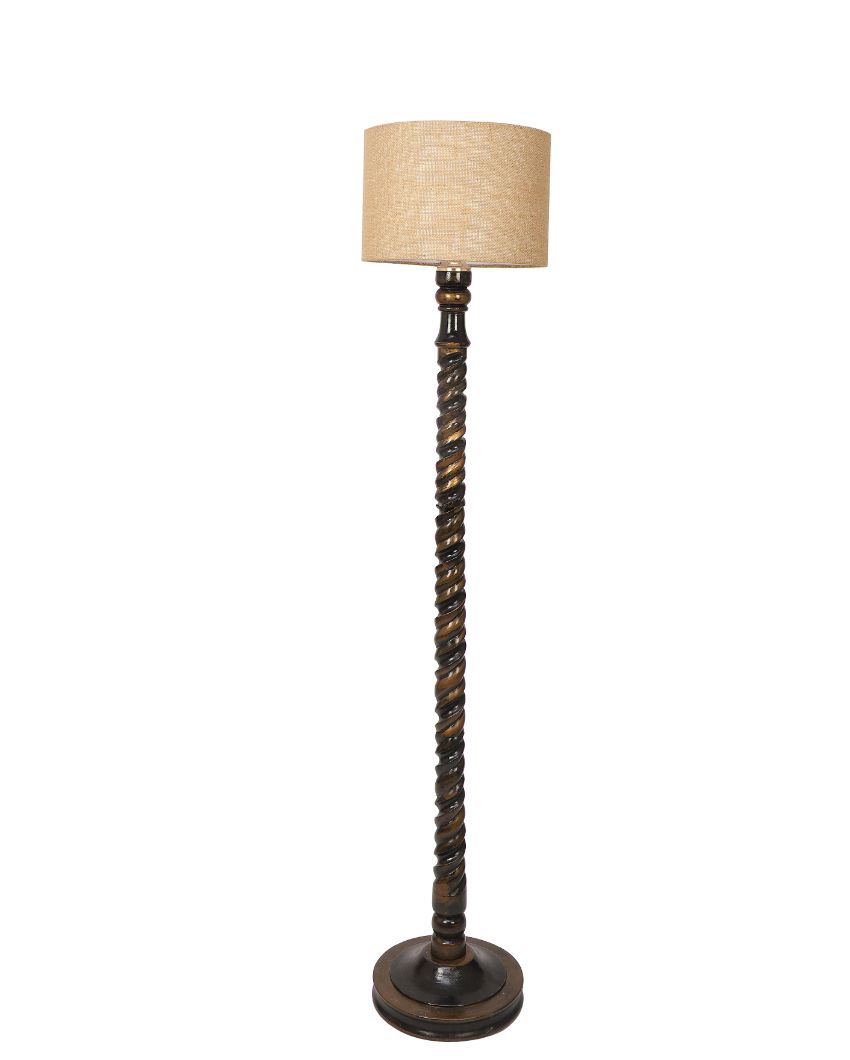 Dazzling Mango Wood Floor Lamp with Jute Shade | Bulb Not Included | 12 x 56 inches