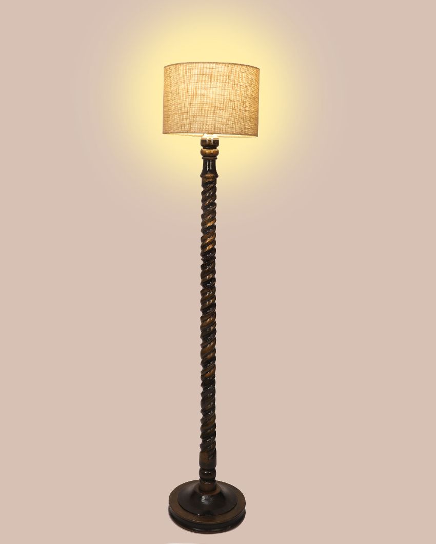 Dazzling Mango Wood Floor Lamp with Jute Shade | Bulb Not Included | 12 x 56 inches