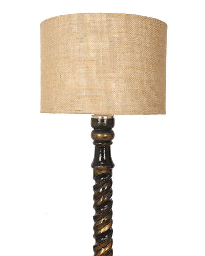 Dazzling Mango Wood Floor Lamp with Jute Shade | Bulb Not Included | 12 x 56 inches