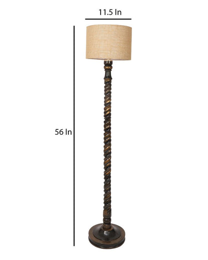 Dazzling Mango Wood Floor Lamp with Jute Shade | Bulb Not Included | 12 x 56 inches