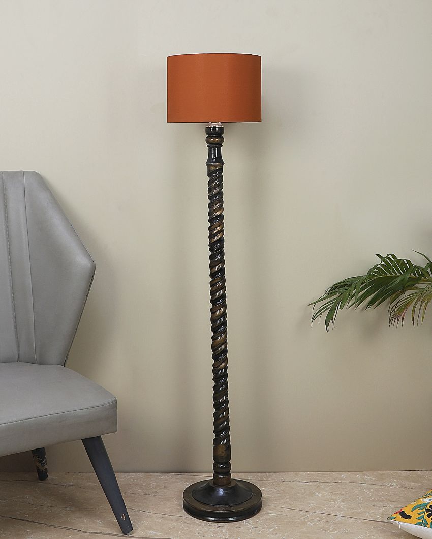 Dazzling Mango Wood Floor Lamp with Cotton Shade | Bulb Not Included | 12 x 56 inches