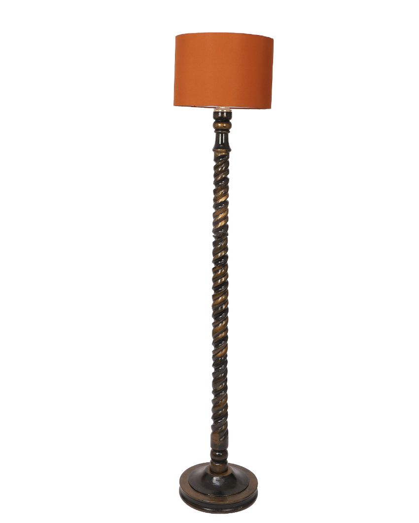 Dazzling Mango Wood Floor Lamp with Cotton Shade | Bulb Not Included | 12 x 56 inches