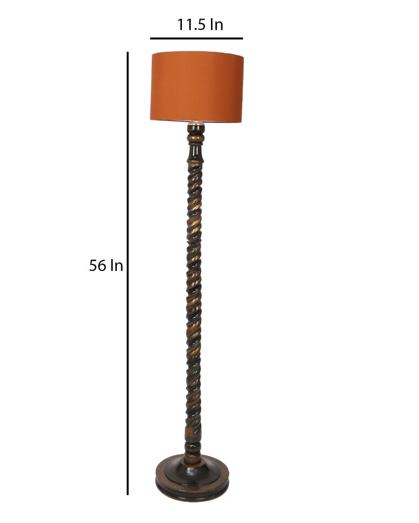 Dazzling Mango Wood Floor Lamp with Cotton Shade | Bulb Not Included | 12 x 56 inches