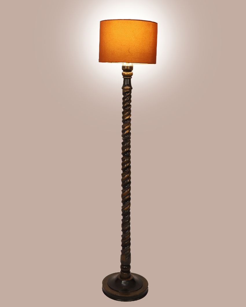 Dazzling Mango Wood Floor Lamp with Cotton Shade | Bulb Not Included | 12 x 56 inches