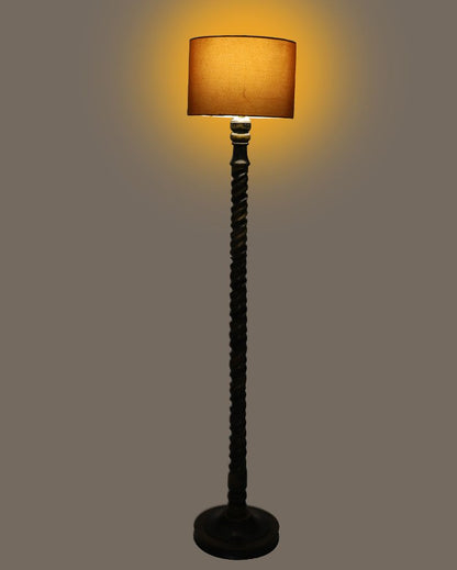 Dazzling Mango Wood Floor Lamp with Cotton Shade | Bulb Not Included | 12 x 56 inches