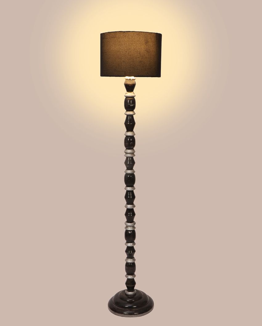 Dual Color Mango Wood Floor Lamp with Cotton Shade | Bulb Not Included | 12 x 56 inches