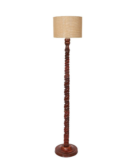 Radiant Mango Wood Floor Lamp with Jute Shade | Bulb Not Included | 12 x 56 inches