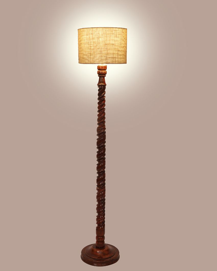 Radiant Mango Wood Floor Lamp with Jute Shade | Bulb Not Included | 12 x 56 inches