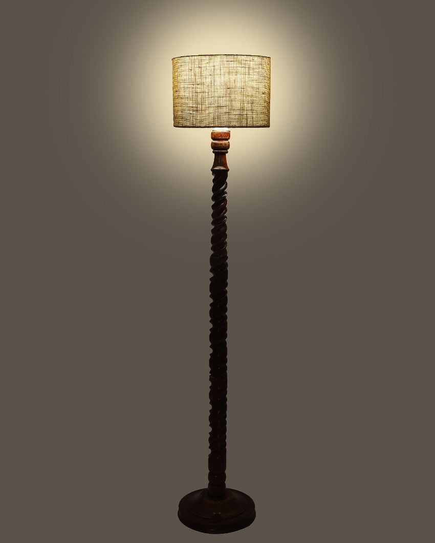 Radiant Mango Wood Floor Lamp with Jute Shade | Bulb Not Included | 12 x 56 inches