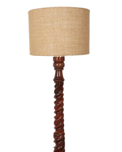 Radiant Mango Wood Floor Lamp with Jute Shade | Bulb Not Included | 12 x 56 inches