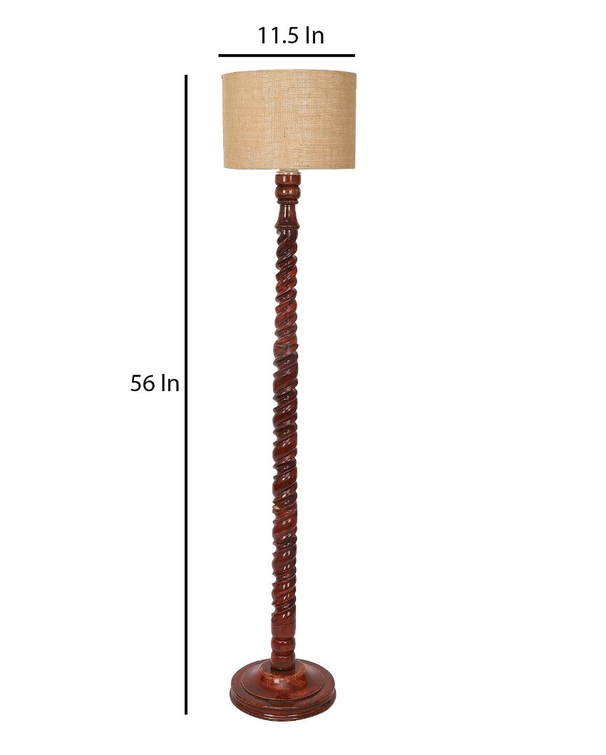 Radiant Mango Wood Floor Lamp with Jute Shade | Bulb Not Included | 12 x 56 inches