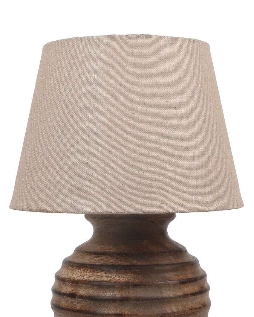 Modern Wooden Table Lamp with Off-white Jute Shade | Bulb Not Included | 10 x 15 inches