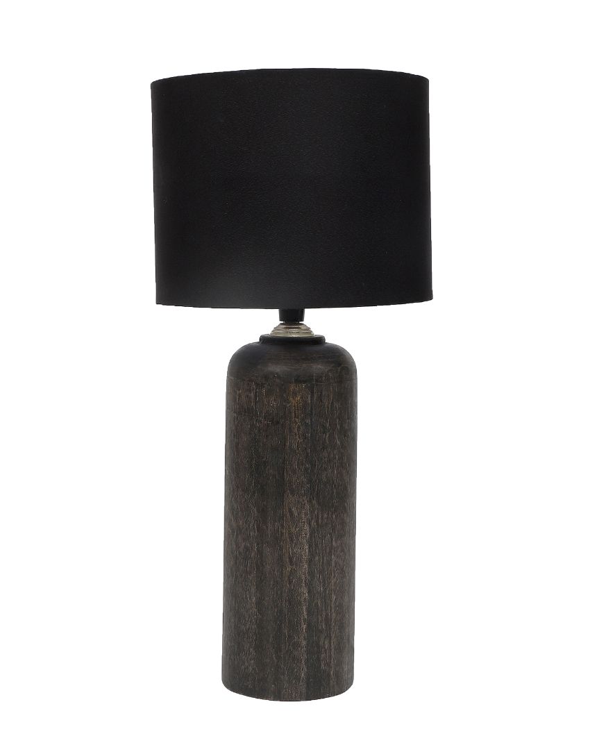 Modern Wooden Table Lamp with Black Cotton Shade | Bulb Not Included | 9 x 19 inches