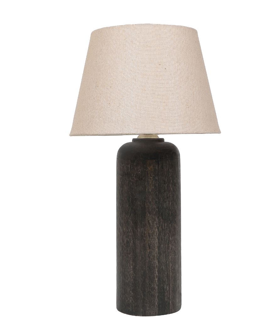 Classy Wooden Table Lamp with Off-white Jute Shade | Bulb Not Included | 10 x 19 inches