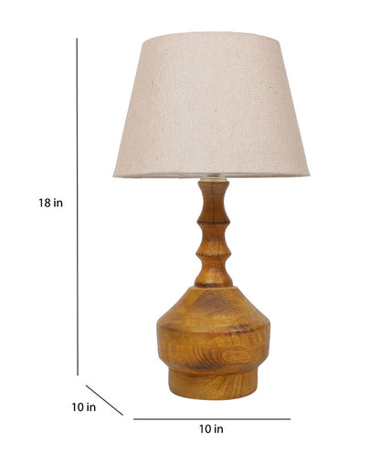 Fashionable Wooden Table Lamp with Off-white Jute Shade | Bulb Not Included | 10 x 18 inches