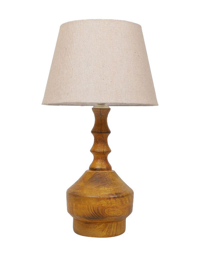 Fashionable Wooden Table Lamp with Off-white Jute Shade | Bulb Not Included | 10 x 18 inches