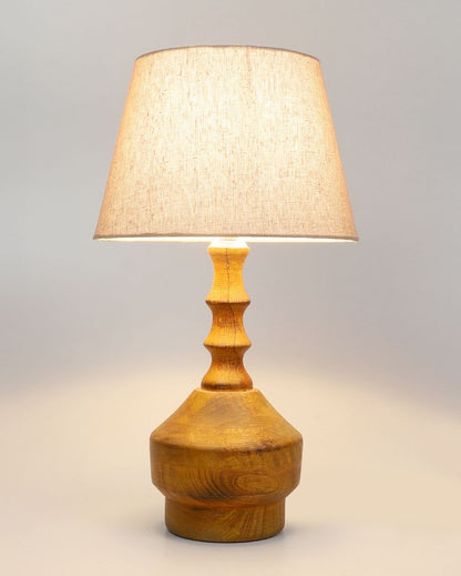 Fashionable Wooden Table Lamp with Off-white Jute Shade | Bulb Not Included | 10 x 18 inches