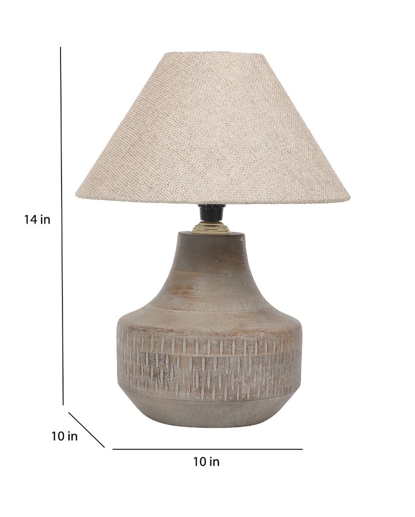 Masterfully Wooden Table Lamp with Off-white Jute Shade | Bulb Not Included | 10 x 14 inches