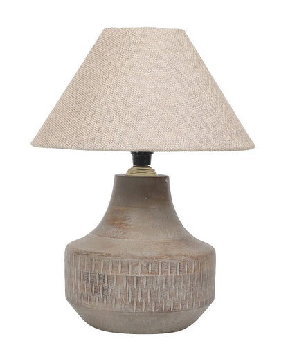 Masterfully Wooden Table Lamp with Off-white Jute Shade | Bulb Not Included | 10 x 14 inches