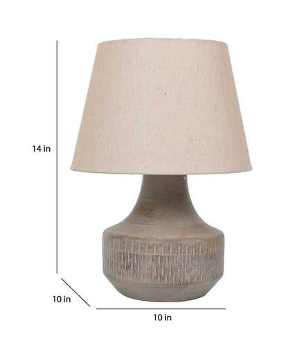 Retro Design Wooden Table Lamp with Off-white Jute Shade | Bulb Not Included | 10 x 14 inches