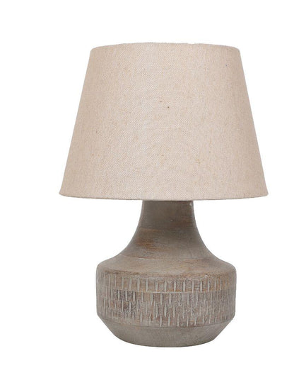 Retro Design Wooden Table Lamp with Off-white Jute Shade | Bulb Not Included | 10 x 14 inches