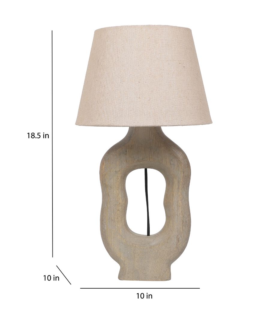 Timeless Design Wooden Table Lamp with Beige Jute Shade | Bulb Not Included | 10 x 10 x 19 inches