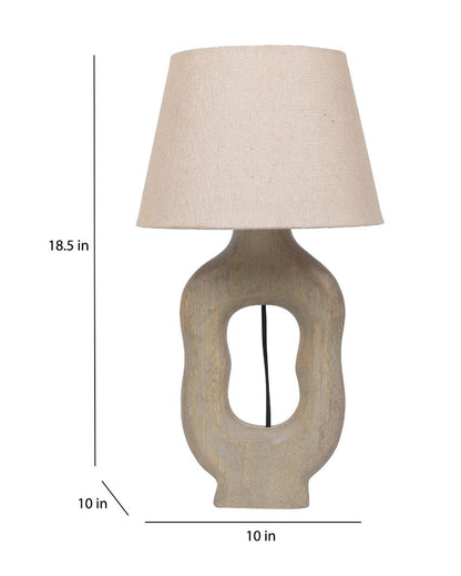 Timeless Design Wooden Table Lamp with Beige Jute Shade | Bulb Not Included | 10 x 10 x 19 inches