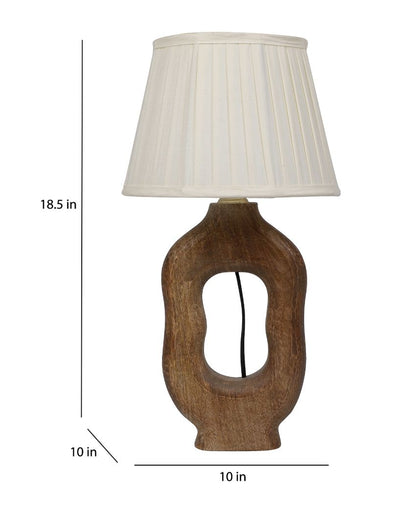 Graceful Design Wooden Table Lamp with White Satin Shade | Bulb Not Included | 10 x 10 x 19 inches