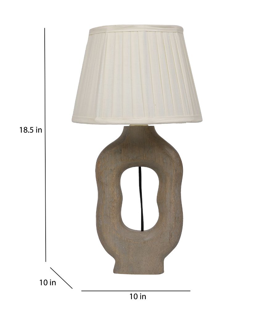 Luxurious Wooden Table Lamp with Off-white Satin Shade | Bulb Not Included | 10 x 10 x 19 inches