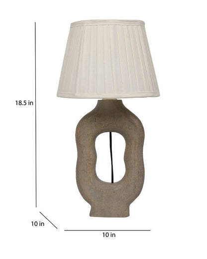 Luxurious Wooden Table Lamp with Off-white Satin Shade | Bulb Not Included | 10 x 10 x 19 inches