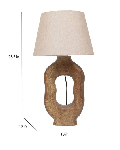 Artistic Wooden Table Lamp with Off-white Jute Shade | Bulb Not Included | 10 x 10 x 19 inches