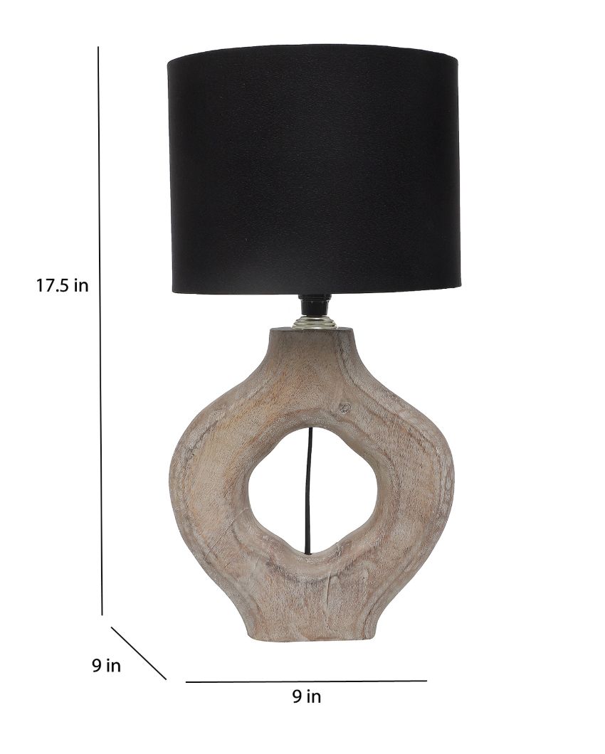 Gorgeous Wooden Table Lamp with Black Cotton Shade | Bulb Not Included | 9 x 9 x 17 inches