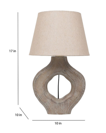 Aesthetic Wooden Table Lamp with Off-white Jute Shade | Bulb Not Included | 10 x 10 x 17 inches