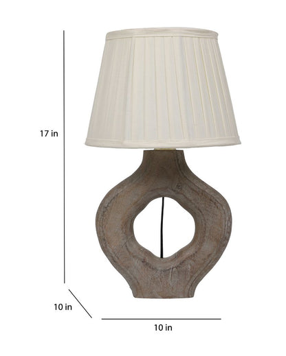 Magnificent Design Wooden Table Lamp with Off-white Satin Shade | Bulb Not Included | 10 x 10 x 17 inches