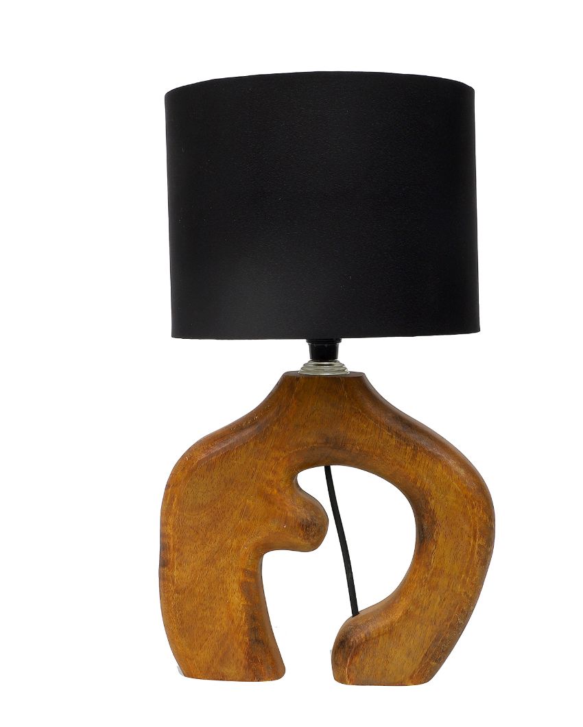 Stunning Design Wooden Table Lamp with Black Cotton Shade | Bulb Not Included | 9 x 9 x 16 inches