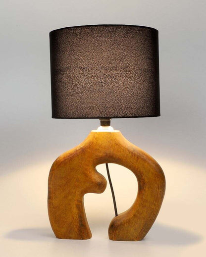 Stunning Design Wooden Table Lamp with Black Cotton Shade | Bulb Not Included | 9 x 9 x 16 inches