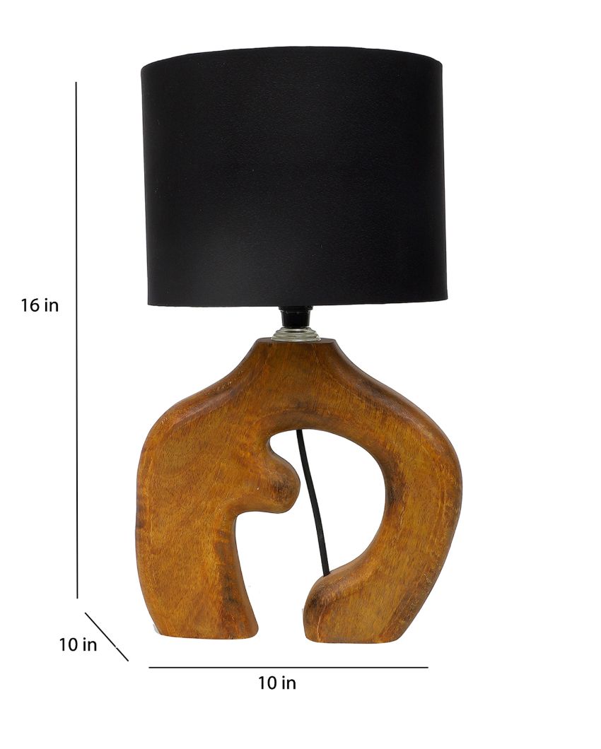 Stunning Design Wooden Table Lamp with Black Cotton Shade | Bulb Not Included | 9 x 9 x 16 inches